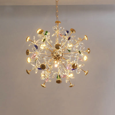 Contemporary Luxury Spherical Dandelion-shaped Iron Crystal  LED Chandelier For Living Room