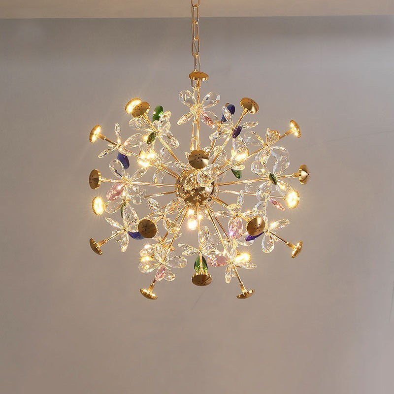 Contemporary Luxury Spherical Dandelion-shaped Iron Crystal  LED Chandelier For Living Room