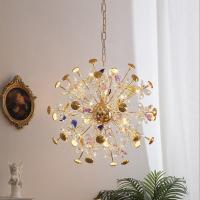 Contemporary Luxury Spherical Dandelion-shaped Iron Crystal  LED Chandelier For Living Room