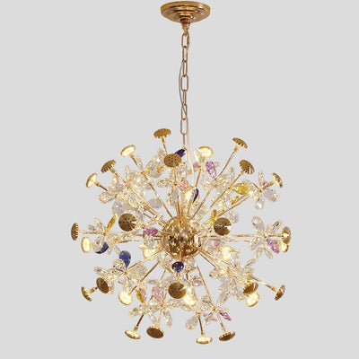 Contemporary Luxury Spherical Dandelion-shaped Iron Crystal  LED Chandelier For Living Room