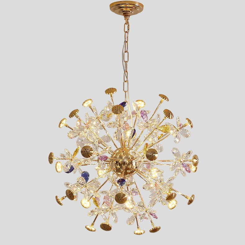 Contemporary Luxury Spherical Dandelion-shaped Iron Crystal  LED Chandelier For Living Room