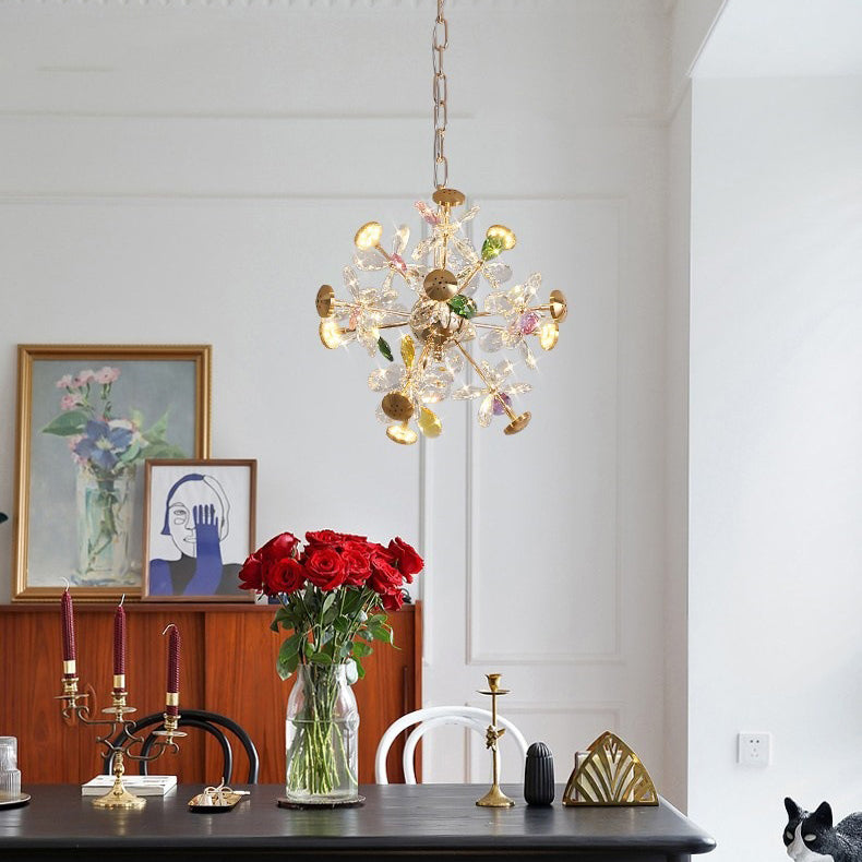 Contemporary Luxury Spherical Dandelion-shaped Iron Crystal  LED Chandelier For Living Room