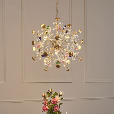 Contemporary Luxury Spherical Dandelion-shaped Iron Crystal  LED Chandelier For Living Room
