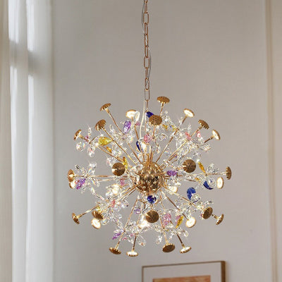 Contemporary Luxury Spherical Dandelion-shaped Iron Crystal  LED Chandelier For Living Room