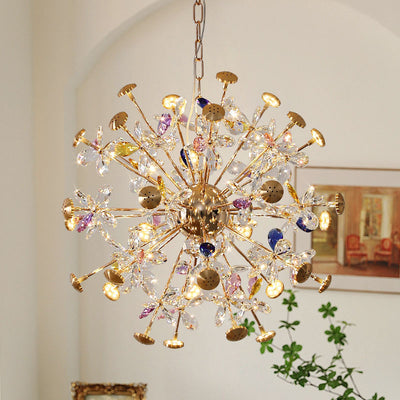 Contemporary Luxury Spherical Dandelion-shaped Iron Crystal  LED Chandelier For Living Room