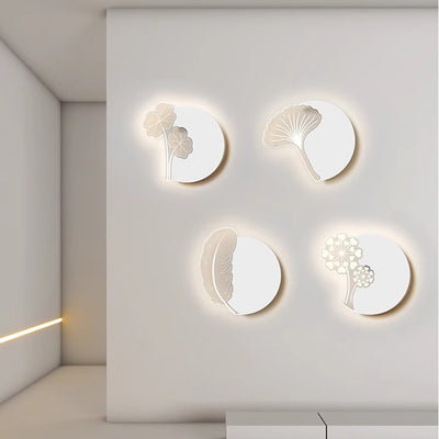 Modern Minimalist Flower Feather Shape Iron Acrylic LED Wall Scone Lamp For Bedroom