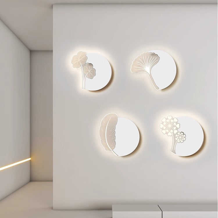 Modern Minimalist Flower Feather Shape Iron Acrylic LED Wall Scone Lamp For Bedroom