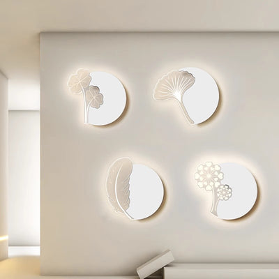 Modern Minimalist Flower Feather Shape Iron Acrylic LED Wall Scone Lamp For Bedroom