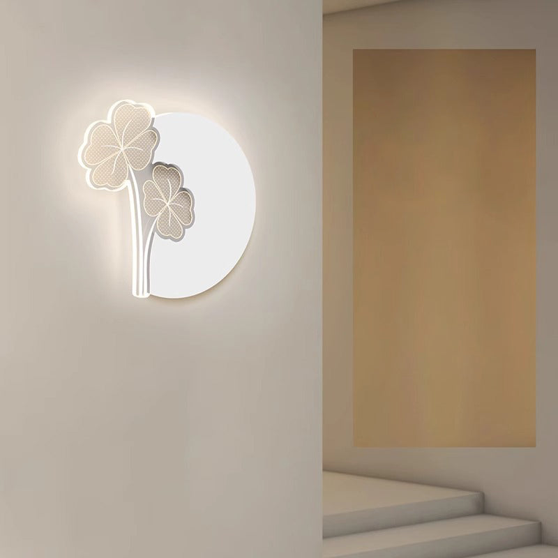 Modern Minimalist Flower Feather Shape Iron Acrylic LED Wall Scone Lamp For Bedroom