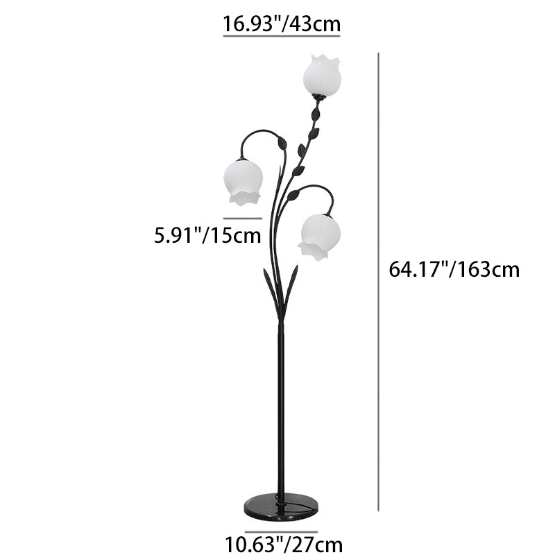Modern Minimalist Flower-Shaped Iron Glass 3-Light Standing Floor Lamp For Living Room