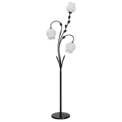Modern Minimalist Flower-Shaped Iron Glass 3-Light Standing Floor Lamp For Living Room