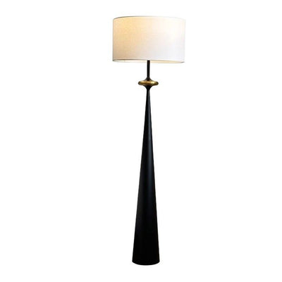 Traditional Japanese Cylindrical Conical Iron Fabric 1-Light Standing Floor Lamp For Living Room