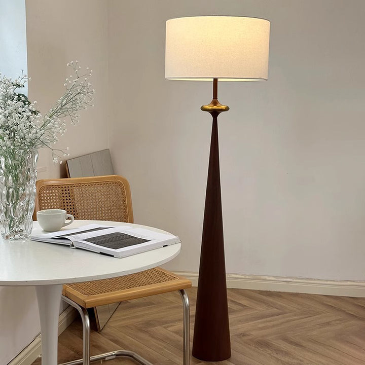 Lámpara de pie de tela de hierro cónica cilíndrica japonesa tradicional de 1 luz para sala de estar 