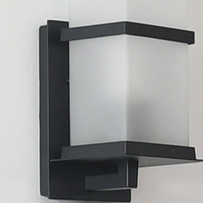 Traditional Japanese Waterproof Outdoor Rectangle Iron Acrylic 1-Light Wall Scone Lamp For Garden