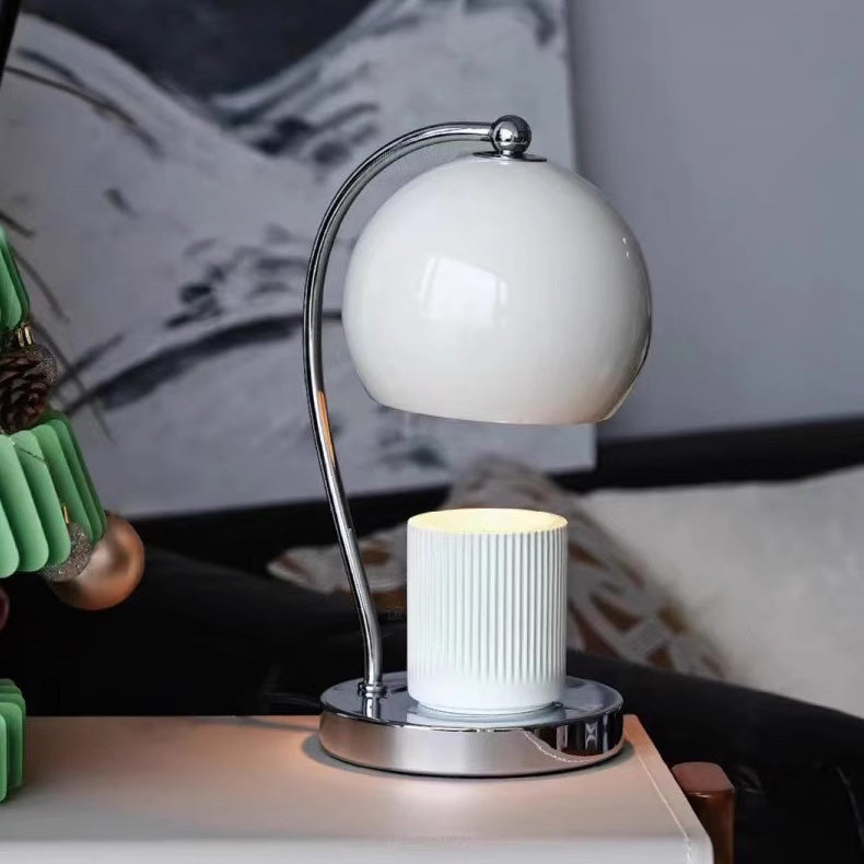 Lampe de table contemporaine scandinave ronde sphérique en fer à 1 lumière pour faire fondre la cire aromatique pour chambre à coucher 