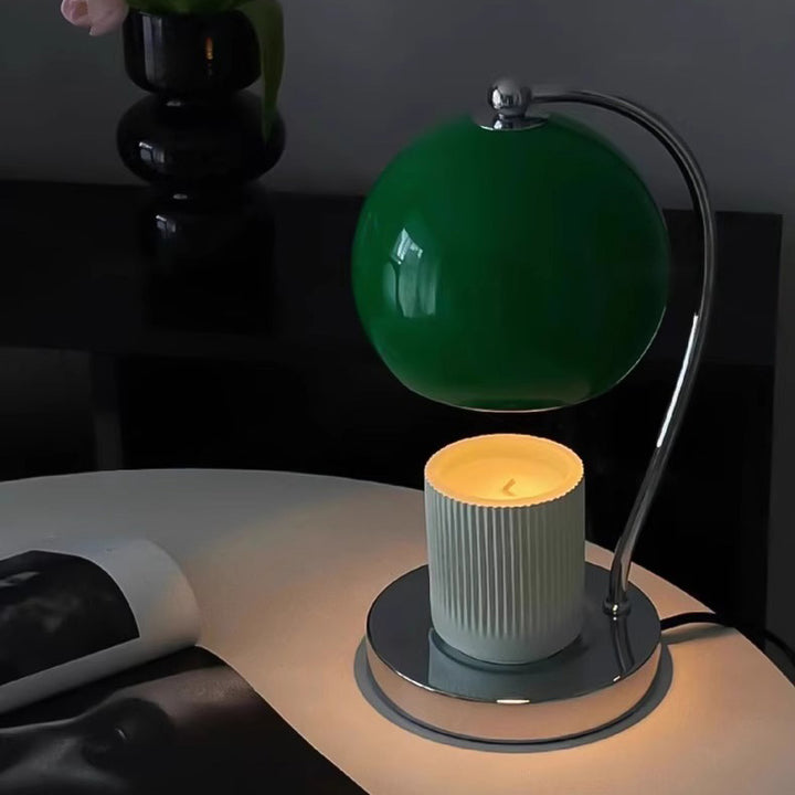 Lampe de table contemporaine scandinave ronde sphérique en fer à 1 lumière pour faire fondre la cire aromatique pour chambre à coucher 