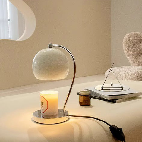 Lampe de table contemporaine scandinave ronde sphérique en fer à 1 lumière pour faire fondre la cire aromatique pour chambre à coucher 