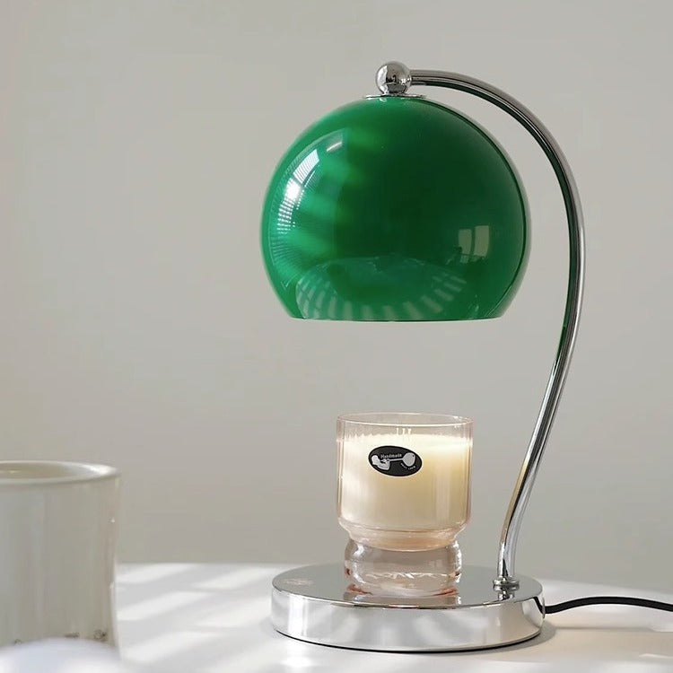 Lampe de table contemporaine scandinave ronde sphérique en fer à 1 lumière pour faire fondre la cire aromatique pour chambre à coucher 
