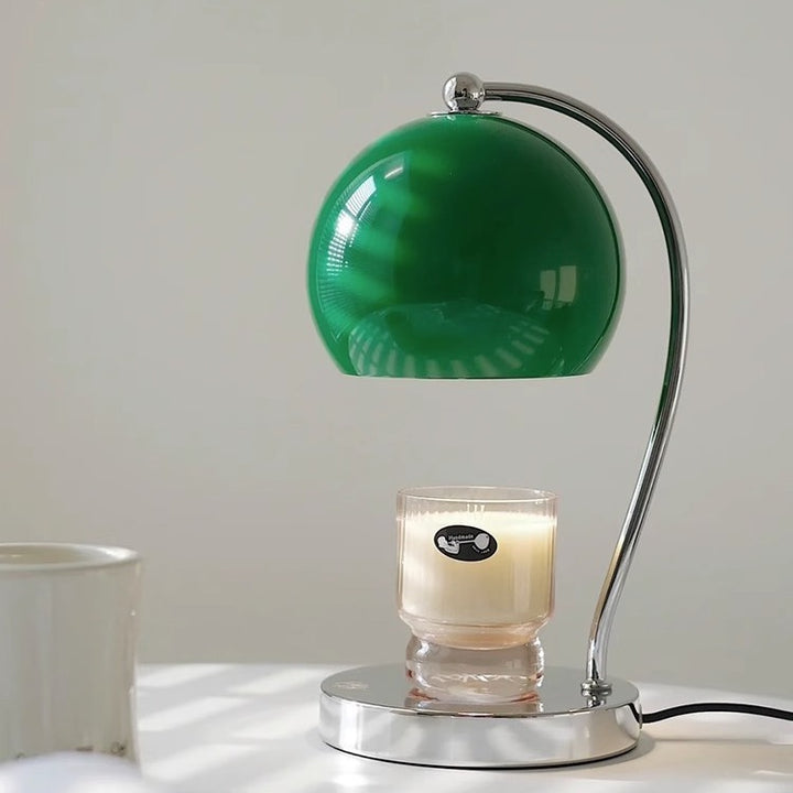 Lampe de table contemporaine scandinave ronde sphérique en fer à 1 lumière pour faire fondre la cire aromatique pour chambre à coucher 