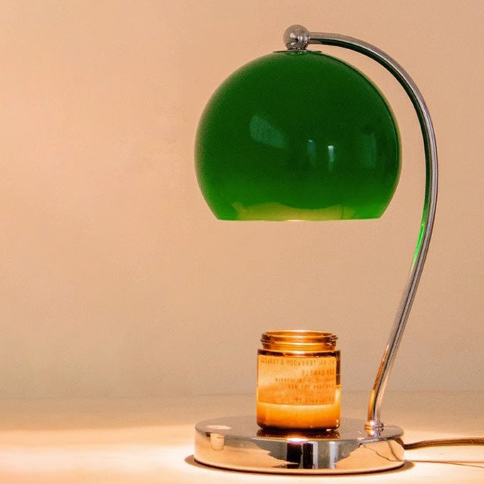 Lampe de table contemporaine scandinave ronde sphérique en fer à 1 lumière pour faire fondre la cire aromatique pour chambre à coucher 