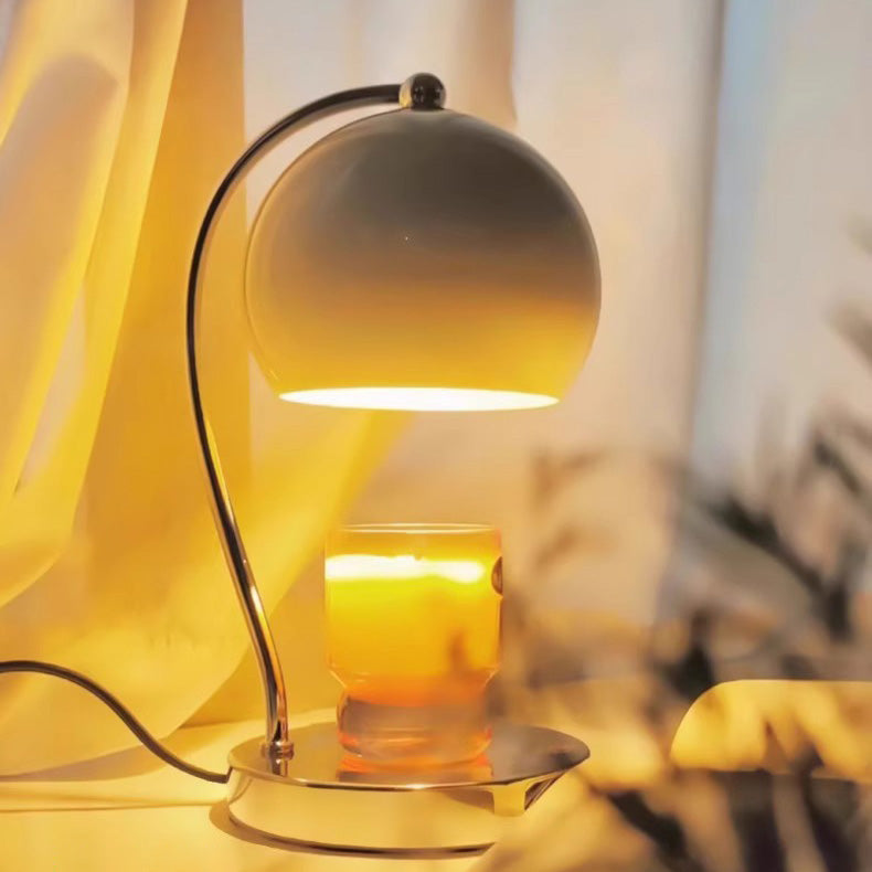 Lampe de table contemporaine scandinave ronde sphérique en fer à 1 lumière pour faire fondre la cire aromatique pour chambre à coucher 