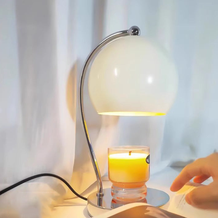Lampe de table contemporaine scandinave ronde sphérique en fer à 1 lumière pour faire fondre la cire aromatique pour chambre à coucher 