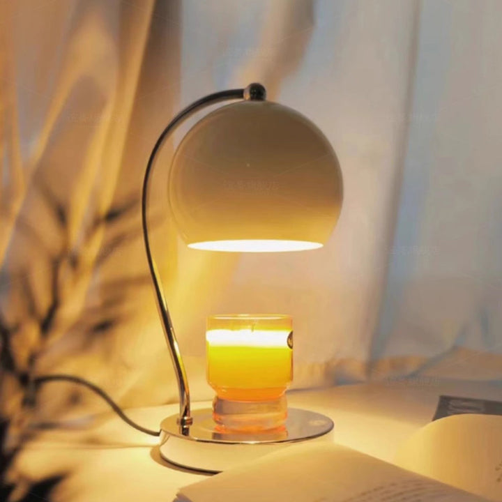 Lampe de table contemporaine scandinave ronde sphérique en fer à 1 lumière pour faire fondre la cire aromatique pour chambre à coucher 