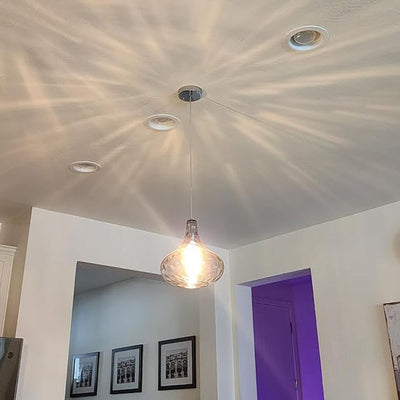Traditional Farmhouse Round Spherical Transparent Glass Iron 1-Light Pendant Light For Bedroom