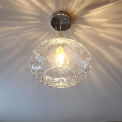 Traditional Farmhouse Round Spherical Transparent Glass Iron 1-Light Pendant Light For Bedroom