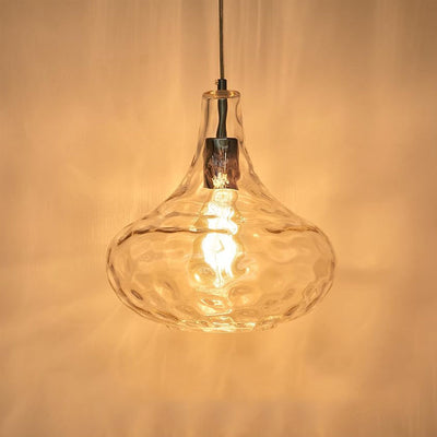 Traditional Farmhouse Round Spherical Transparent Glass Iron 1-Light Pendant Light For Bedroom