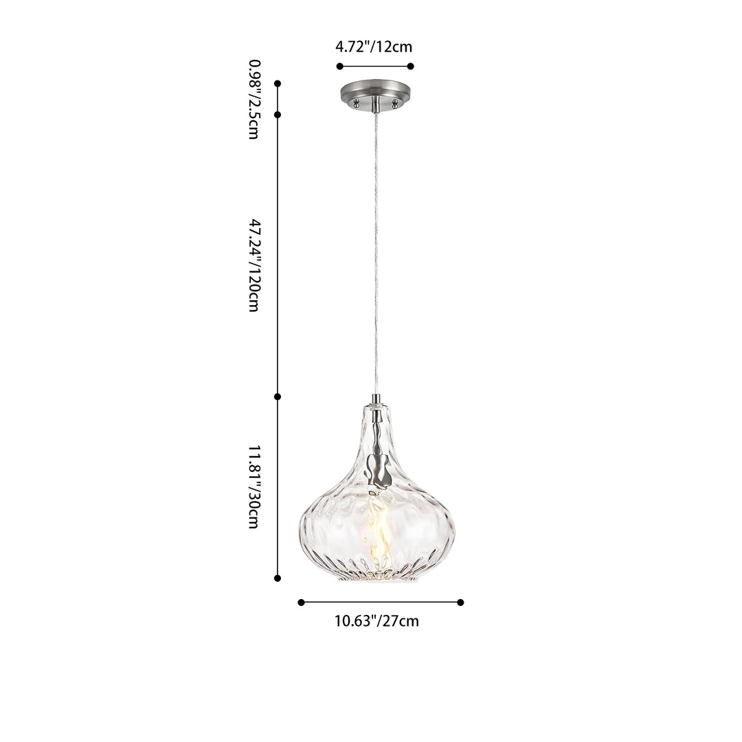 Traditional Farmhouse Round Spherical Transparent Glass Iron 1-Light Pendant Light For Bedroom