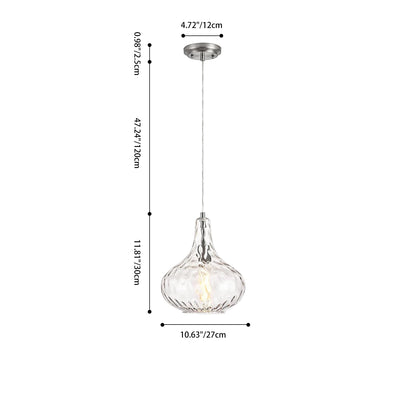 Traditional Farmhouse Round Spherical Transparent Glass Iron 1-Light Pendant Light For Bedroom