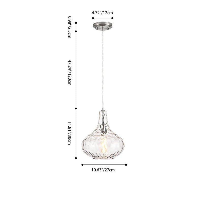 Traditional Farmhouse Round Spherical Transparent Glass Iron 1-Light Pendant Light For Bedroom