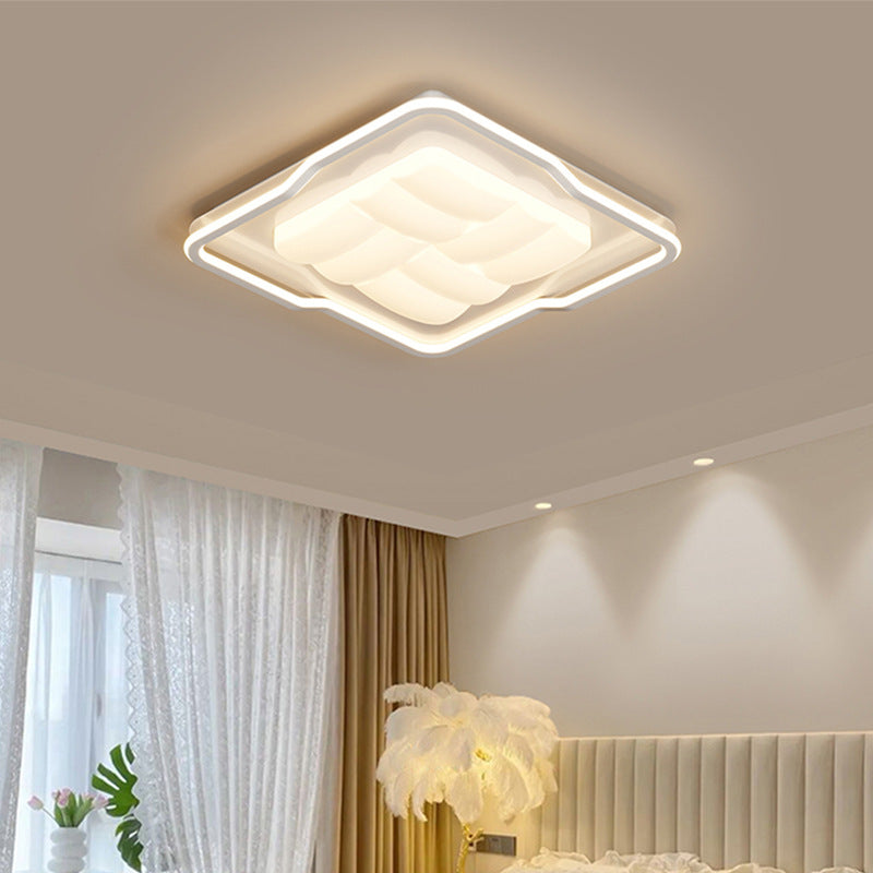 Modern Minimalist Round Rectangular Iron Acrylic LED Flush Mount Ceiling Light For Bedroom