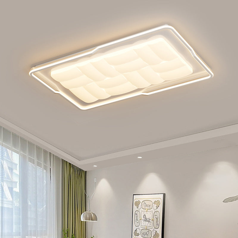 Modern Minimalist Round Rectangular Iron Acrylic LED Flush Mount Ceiling Light For Bedroom