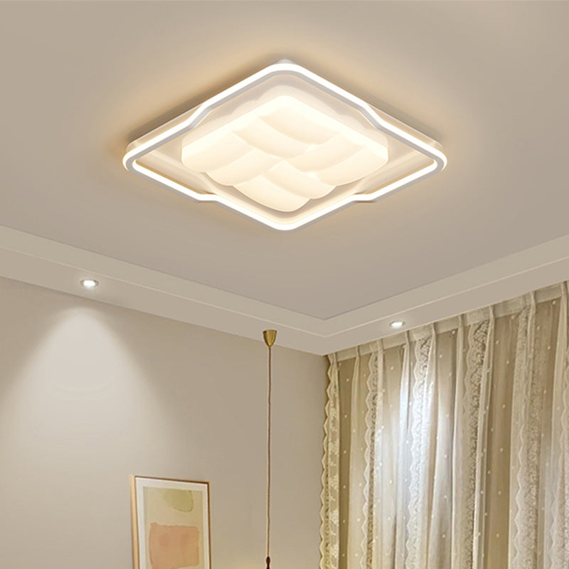 Modern Minimalist Round Rectangular Iron Acrylic LED Flush Mount Ceiling Light For Bedroom