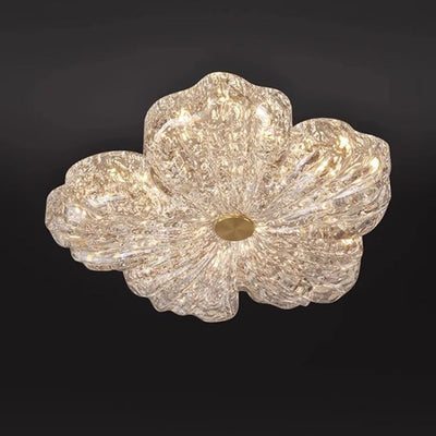 Contemporary Luxury Flower-Shaped Iron Resin LED Flush Mount Ceiling Light For Bedroom
