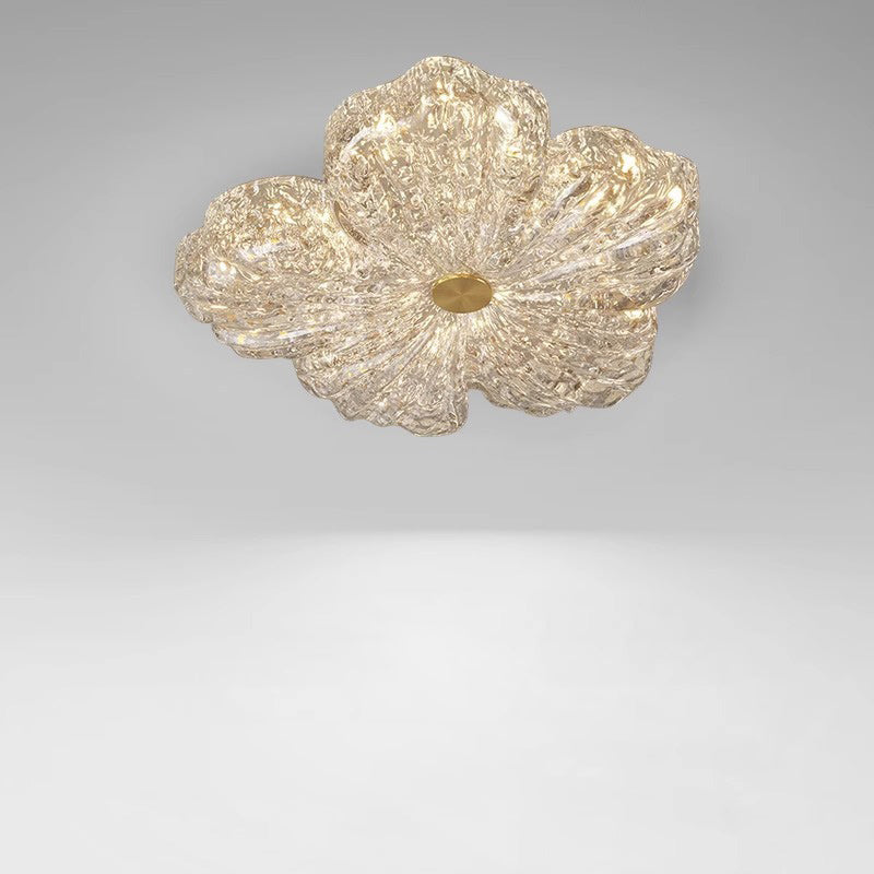 Contemporary Luxury Flower-Shaped Iron Resin LED Flush Mount Ceiling Light For Bedroom