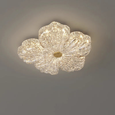 Contemporary Luxury Flower-Shaped Iron Resin LED Flush Mount Ceiling Light For Bedroom