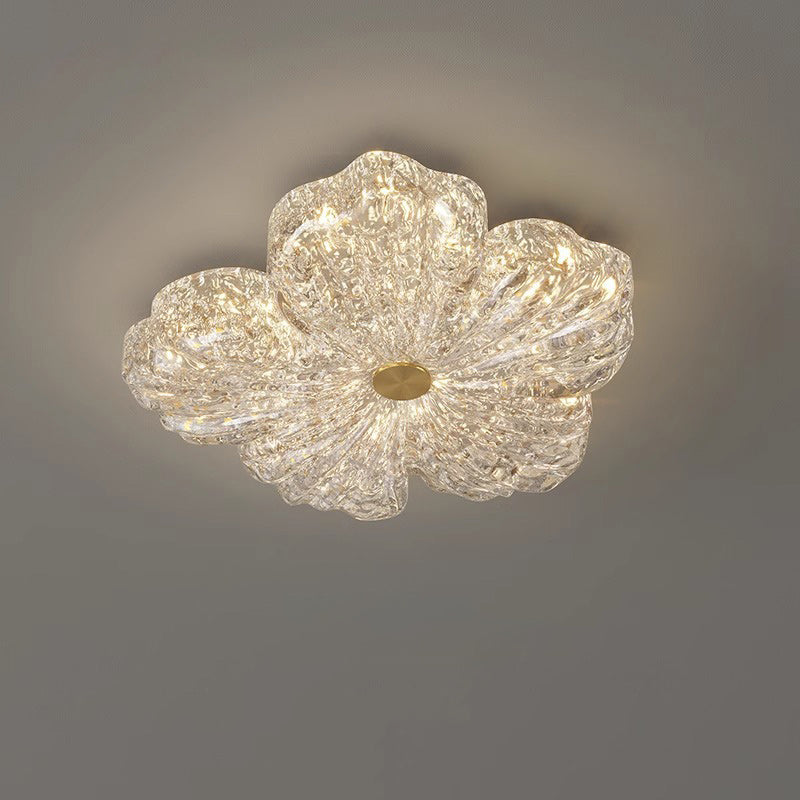 Contemporary Luxury Flower-Shaped Iron Resin LED Flush Mount Ceiling Light For Bedroom
