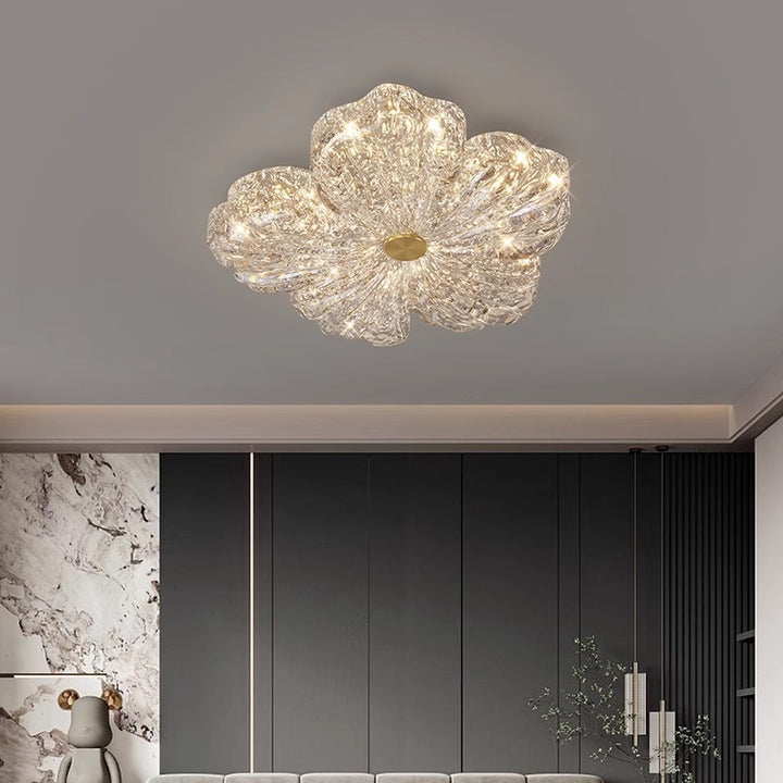 Plafonnier LED en résine fer en forme de fleur de luxe contemporain pour chambre 