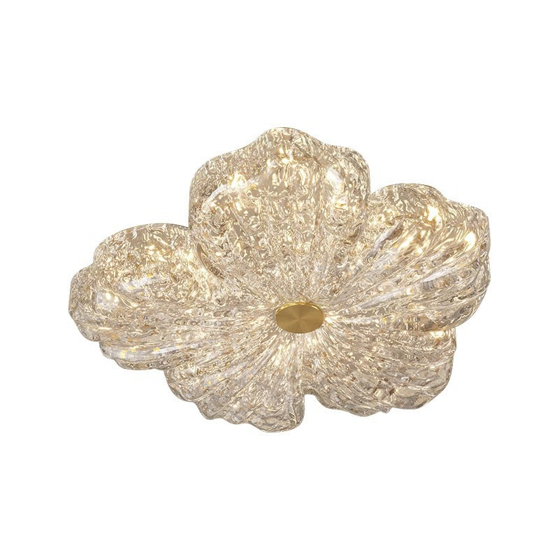 Contemporary Luxury Flower-Shaped Iron Resin LED Flush Mount Ceiling Light For Bedroom