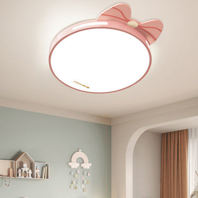 Modern Minimalist Spherical Round Bow Tie Kid Iron Acrylic LED Flush Mount Ceiling Light For Bedroom