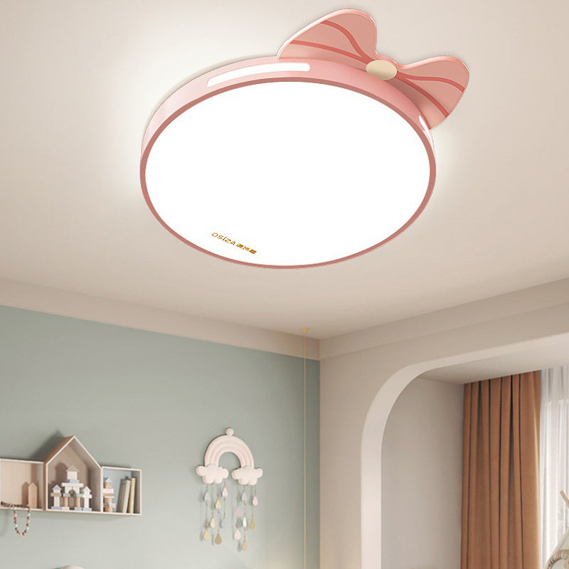 Modern Minimalist Spherical Round Bow Tie Kid Iron Acrylic LED Flush Mount Ceiling Light For Bedroom