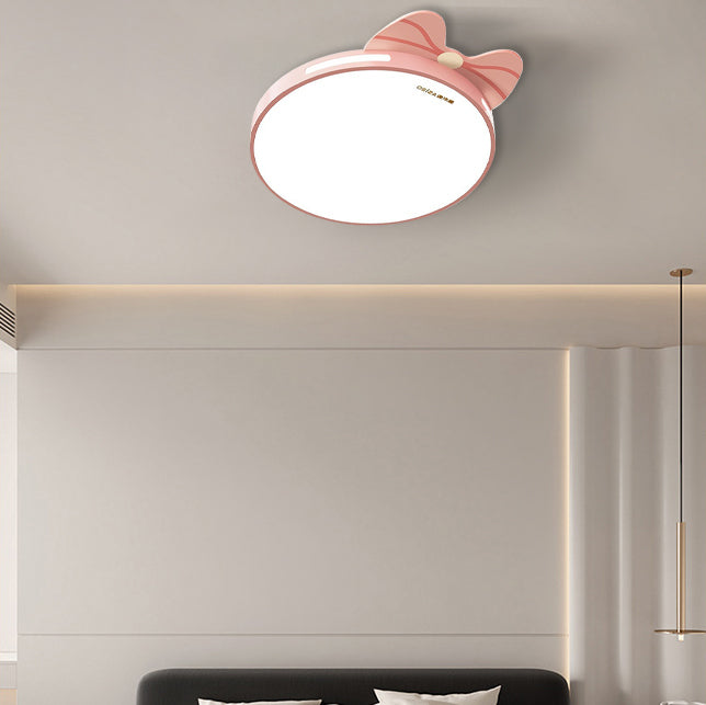 Modern Minimalist Spherical Round Bow Tie Kid Iron Acrylic LED Flush Mount Ceiling Light For Bedroom