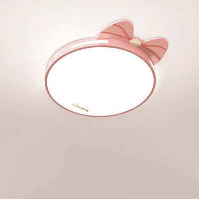 Modern Minimalist Spherical Round Bow Tie Kid Iron Acrylic LED Flush Mount Ceiling Light For Bedroom