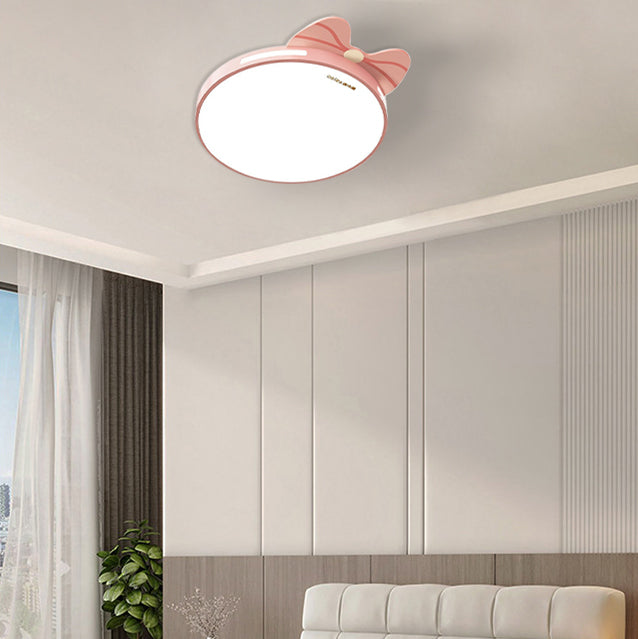 Modern Minimalist Spherical Round Bow Tie Kid Iron Acrylic LED Flush Mount Ceiling Light For Bedroom