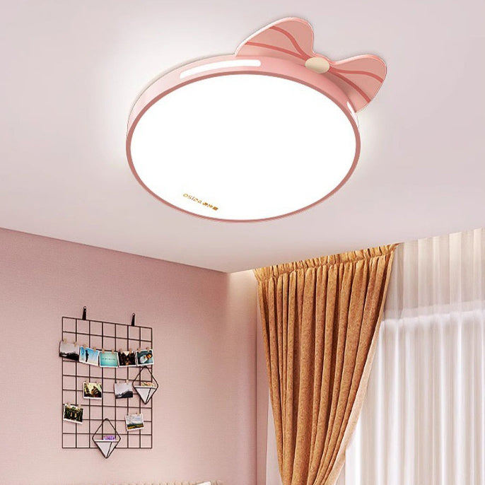 Modern Minimalist Spherical Round Bow Tie Kid Iron Acrylic LED Flush Mount Ceiling Light For Bedroom