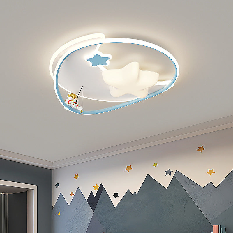 Modern Minimalist Round Star Pattern Aluminum Iron Acrylic LED Flush Mount Ceiling Light For Bedroom