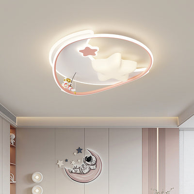 Modern Minimalist Round Star Pattern Aluminum Iron Acrylic LED Flush Mount Ceiling Light For Bedroom